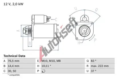 BOSCH Startr BO 0986023530, 0 986 023 530