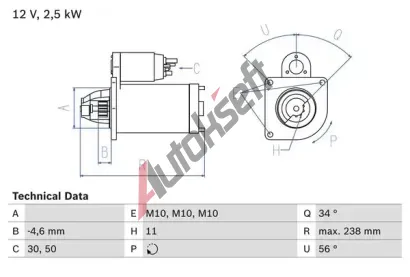 BOSCH Startr BO 0986023850, 0 986 023 850