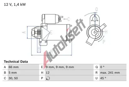 BOSCH Startr BO 0986024980, 0 986 024 980