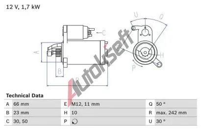 BOSCH Start�r BO 0986025240, 0 986 025 240