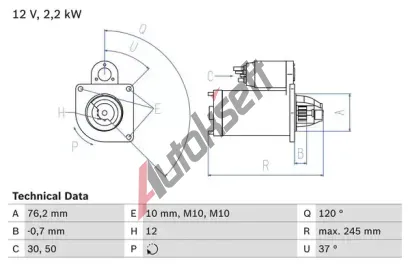BOSCH Startr BO 0986025370, 0 986 025 370