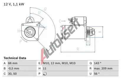 BOSCH Startr BO 0986025390, 0 986 025 390