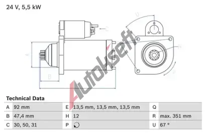 BOSCH Startr BO 0986025450, 0 986 025 450