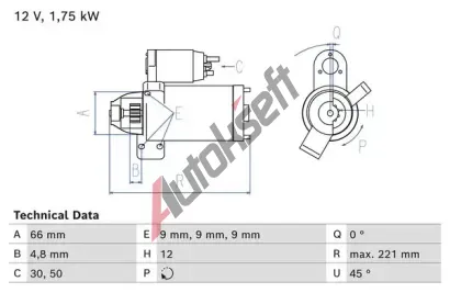 BOSCH Startr BO 0986025510, 0 986 025 510