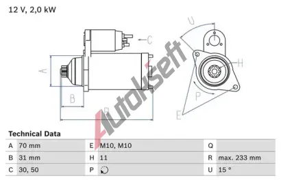 BOSCH Startr BO 0986025730, 0 986 025 730