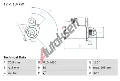 BOSCH Startr BO 0986025960, 0 986 025 960