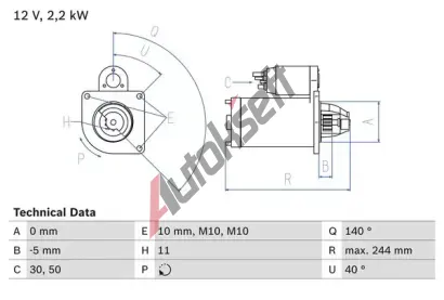 BOSCH Startr BO 0986026260, 0 986 026 260