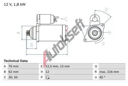 BOSCH Startr BO 0986028050, 0 986 028 050