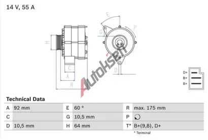 BOSCH Alternátor BO 0986034050, 0 986 034 050 BOSCH Alternátor BO 0986034050, 0 986 034 050
