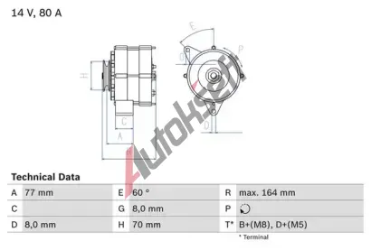 BOSCH Alternátor BO 0986034110, 0 986 034 110 BOSCH Alternátor BO 0986034110, 0 986 034 110