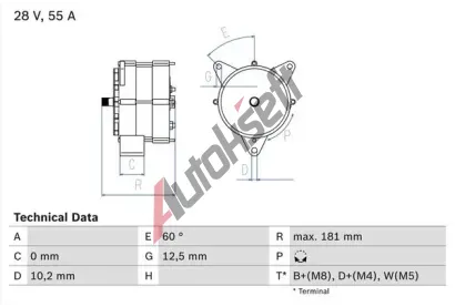 BOSCH Alternátor BO 0986037410, 0 986 037 410 BOSCH Alternátor BO 0986037410, 0 986 037 410