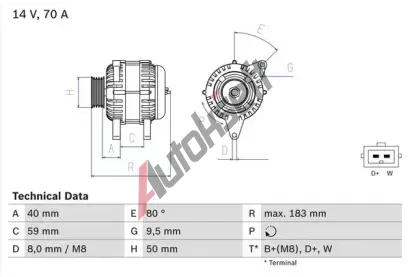 BOSCH Alterntor BO 0986038070, 0986038070