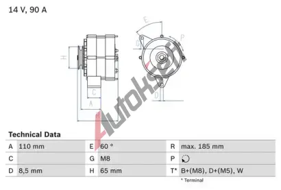 BOSCH Alterntor BO 0986038090, 0 986 038 090