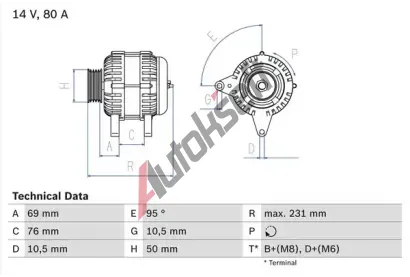 BOSCH Alterntor BO 0986039100, 0 986 039 100