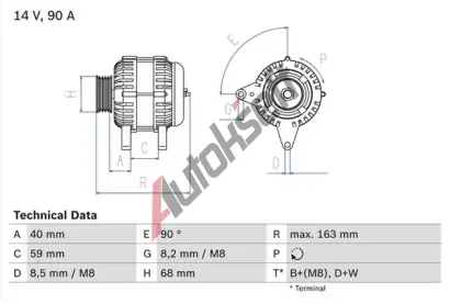 BOSCH Alterntor BO 0986040330, 0 986 040 330