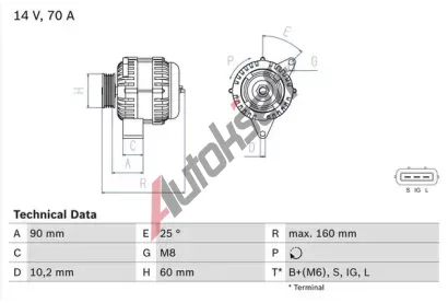 BOSCH Alterntor BO 0986040461, 0986040461