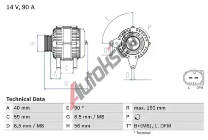 BOSCH Alterntor BO 0986041490, 0 986 041 490