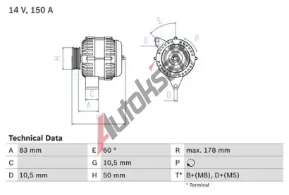 BOSCH Alterntor BO 0986041520, 0986041520
