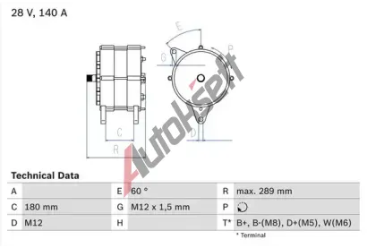 BOSCH Alterntor BO 0986041640, 0 986 041 640