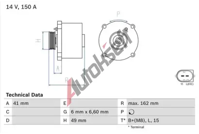 BOSCH Alterntor BO 0986041750, 0 986 041 750