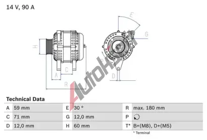 BOSCH Alterntor BO 0986042000, 0 986 042 000