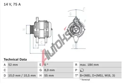 BOSCH Alterntor BO 0986042031, 0986042031