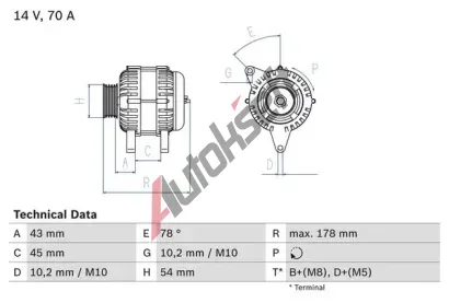 BOSCH Alterntor BO 0986042071, 0986042071