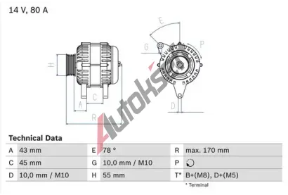 BOSCH Alterntor BO 0986042081, 0986042081