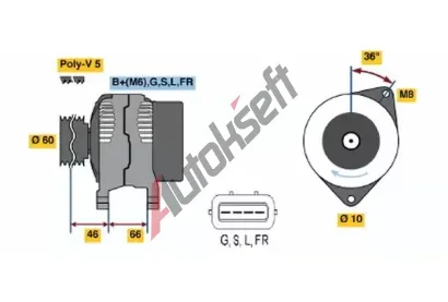 BOSCH Alternátor BO 0986042301, 0 986 042 301 BOSCH Alternátor BO 0986042301, 0 986 042 301
