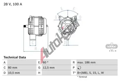 BOSCH Alterntor BO 0986042590, 0 986 042 590