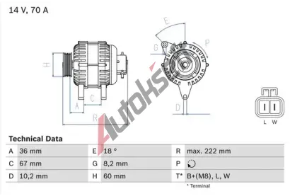 BOSCH Alterntor BO 0986043101, 0986043101