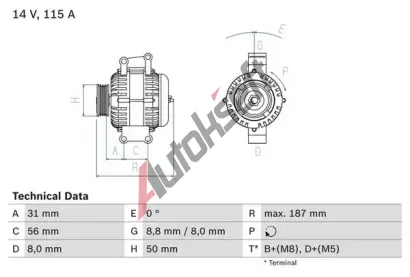 BOSCH Alterntor BO 0986043660, 0986043660