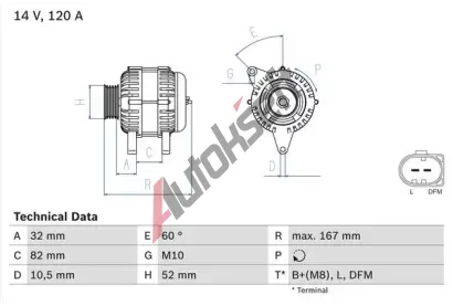 BOSCH Alterntor BO 0986043690, 0 986 043 690