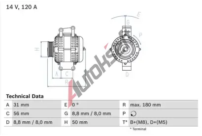 BOSCH Alterntor BO 0986043900, 0986043900