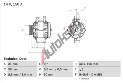 BOSCH Alterntor BO 0986043910, 0986043910