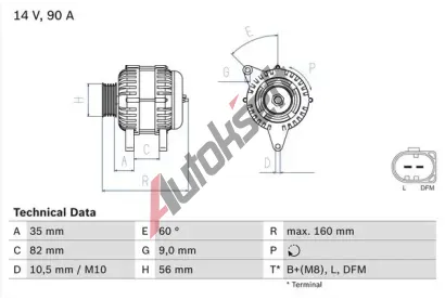 BOSCH Alterntor BO 0986044300, 0 986 044 300