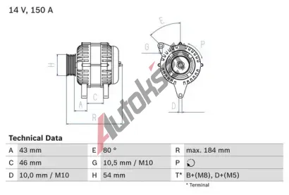 BOSCH Alterntor BO 0986044400, 0 986 044 400