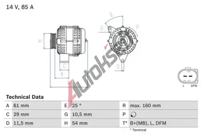 BOSCH Alterntor BO 0986044490, 0 986 044 490