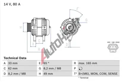 BOSCH Alterntor BO 0986044671, 0986044671