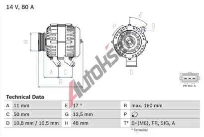 BOSCH Alterntor BO 0986044701, 0986044701