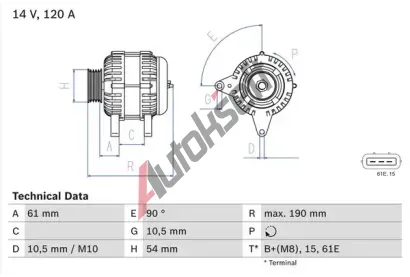 BOSCH Alterntor BO 0986044841, 0986044841