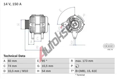 BOSCH Alterntor BO 0986045031, 0986045031