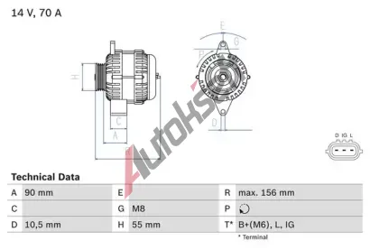 BOSCH Alterntor BO 0986045751, 0 986 045 751