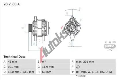 BOSCH Alterntor BO 0986046290, 0 986 046 290