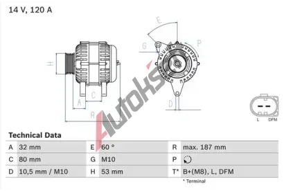 BOSCH Alterntor BO 0986046520, 0 986 046 520