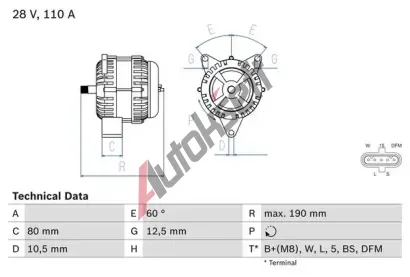 BOSCH Alterntor BO 0986046590, 0 986 046 590