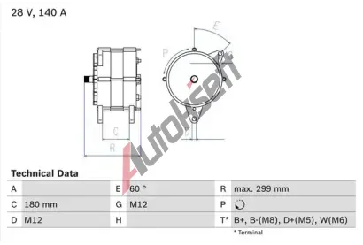 BOSCH Alterntor BO 0986047160, 0 986 047 160