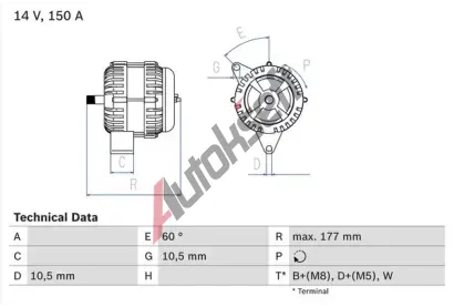 BOSCH Alterntor BO 0986047210, 0986047210