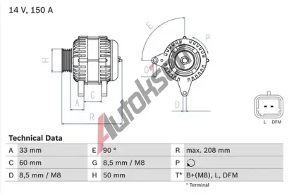 BOSCH Alterntor BO 0986047390, 0 986 047 390