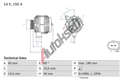 BOSCH Alternátor BO 0986047560, 0 986 047 560 BOSCH Alternátor BO 0986047560, 0 986 047 560